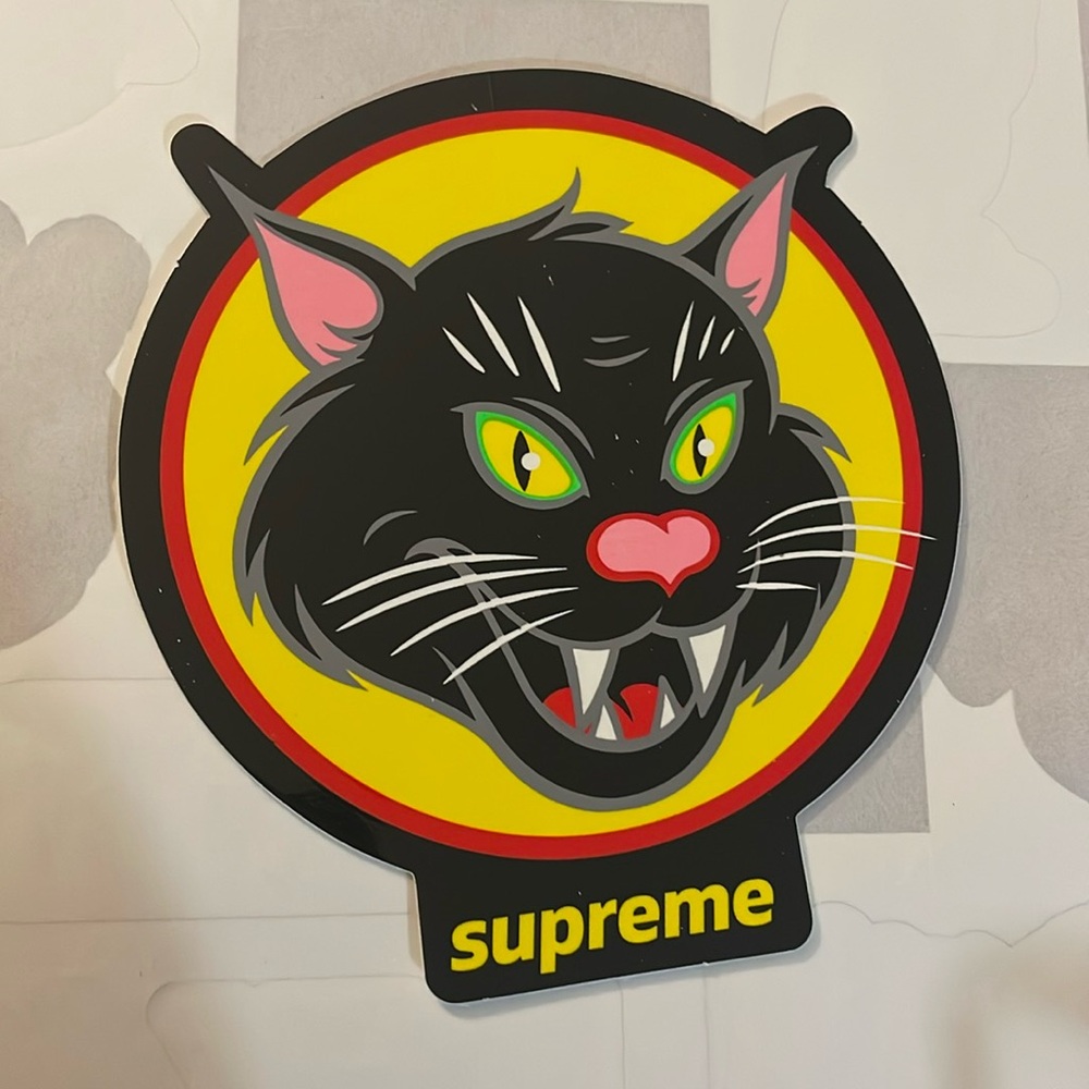 Supreme Black Cat Sticker